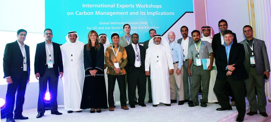 GMI and Aramco leaders at the first GMI Workshop and Exhibition held in the Middle East hosted by Saudi Arabia, 2015. <br><span class='small text-muted'>(2015, Khobar, Saudi Arabia)</span>